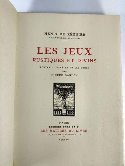 null De Régnier Henri . Les jeux rustiques et divins .
Paris Georges Crès et cie...