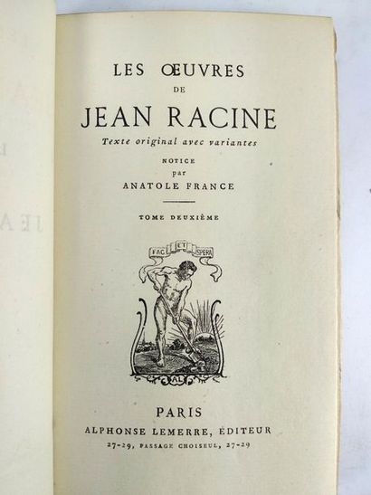null Racine Jean. Œuvres. (Lot complet de 5 volumes) .
Paris.Alphonse Lemerre . Sans...