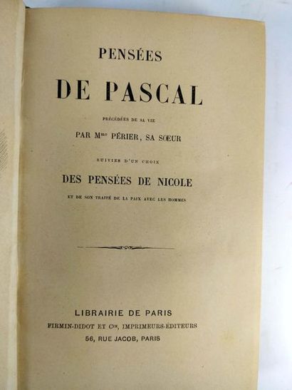 null Pascal Blaise . Lettres écrites à un provincial. & Pensées
Paris. Firmin-Didot....