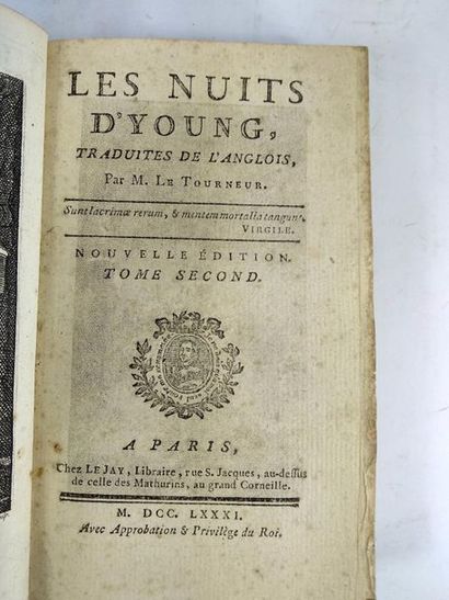 null Les nuits d'Young.traduits de l'anglais par M.Le Tourneur (lot de 2 volumes)
Paris....