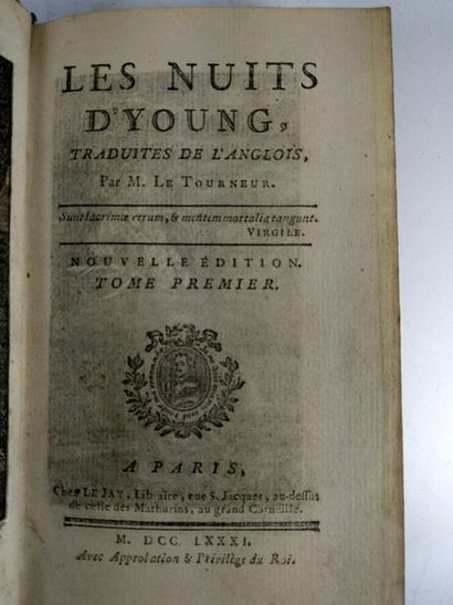 null Les nuits d'Young.traduits de l'anglais par M.Le Tourneur (lot de 2 volumes)
Paris....