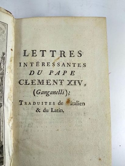 null Lettres intéressantes du pape Clément XIV. (lot de 2 volumes) .
Paris . Chez...