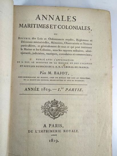 null Annales maritimes. (2 volumes) Année 1818 . Année 1819.
Paris .Imprimerie royale....