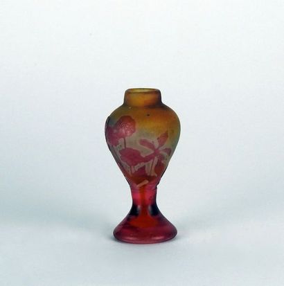 null GALLE

Vase en verre multicouche à décor floral

Petit éclat sur la base, signature...