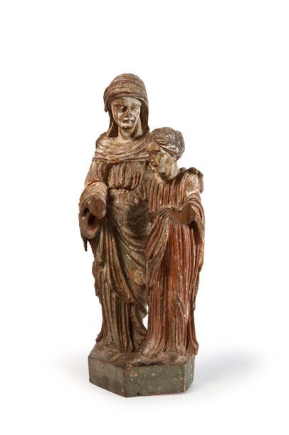 null Groupe sculpté
Bois à restes de polychromie représentant une vierge à l'enfant
XVIII°...