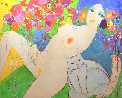 WALASSE TING (1928-2010) "Do you like my flowers?", 1974
Acrylique sur toile signée,...