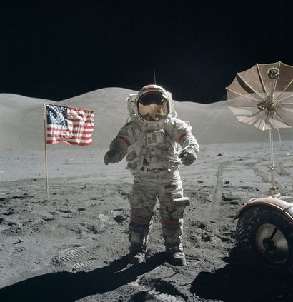null Nasa. GRAND FORMAT. Mission Apollo 17. Belle vue de L'astronaute Eugène Cernan...