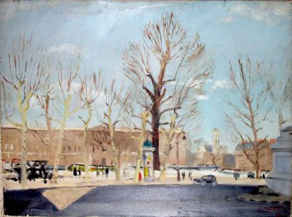 GILLET Guillaume (1912-1987): «Jardin public à Paris» 58 x 77, 5 cm. Signé. Etiquète...