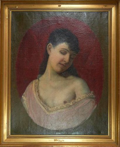 Fink Auguste (1846-1916) (Ecole allemande): «Portrait de jeune fille» Huile sur toile...