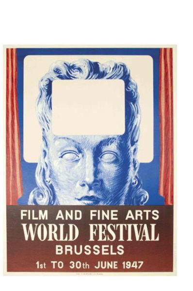 null Affiche World festival Brussels. Magritte 1947. 79,5 x 60 cm