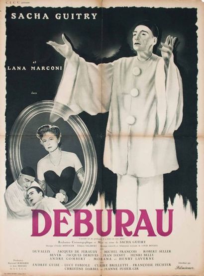 null Affiche film entoilée. Deburau de Sacha Guitry. 1950.