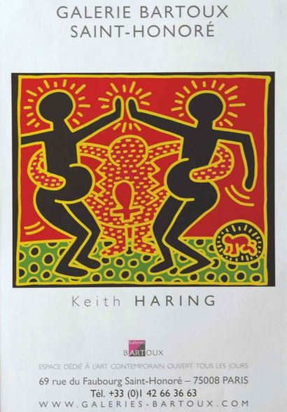null Affiche entoilée Galerie Bartoux. Keith Haring. Sans mention imprimeur. 85x70...