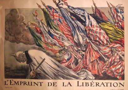 null Affiche entoilée. «L'emprunt de la Libération». Illust. Abel Faivre.
1918. 120...