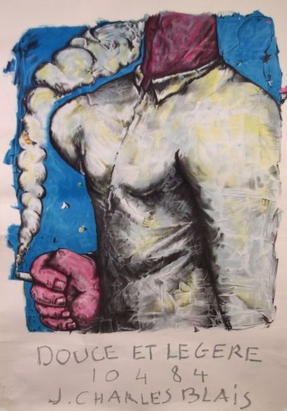null Affiche «Douce et légère» illust par J.C Blais. 1984. 105 x 70 cm.
