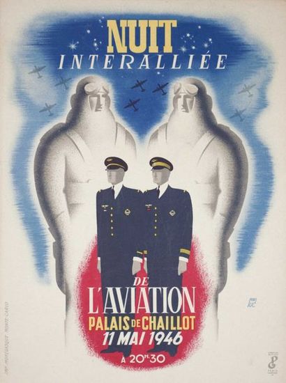 null Affiche entoilée: «Nuit Interallié de l'Aviation» 1946. Illust. Par
J.Luchesi....