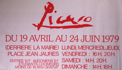 null Lot de 18 affiches identiques «Picasso» 1979 -Derrière la Mairie. 50 x 90 c...