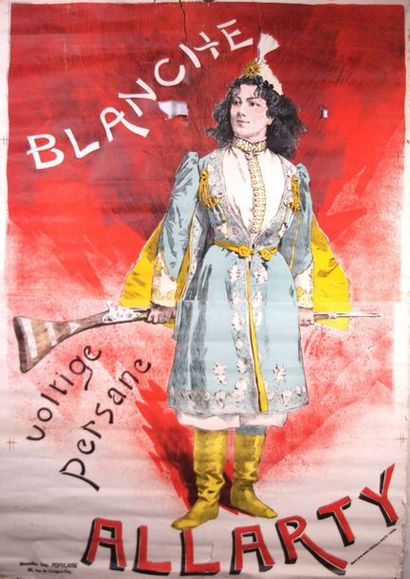 null Affiche «voltige persane, Blanche Allarty» Artiste du cirque Mollier.
Affiche...
