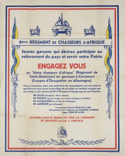 null Affiche «8ième régiment chasseur d'Afrique» 49,5 x 40 cm.