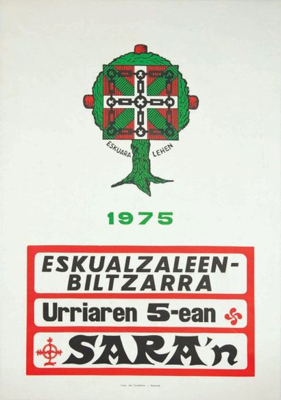 null Affiche entoilée «Eskulzaleen» 1975 56 x 39 cm.