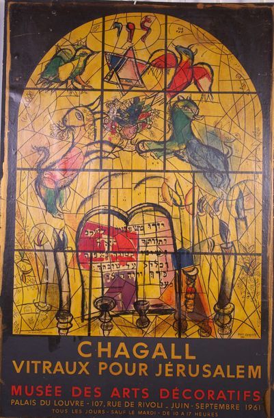 null «Chagall, vitraux pour Jérusalem» Musée des arts décoratifs.
1961.Contrecollée...