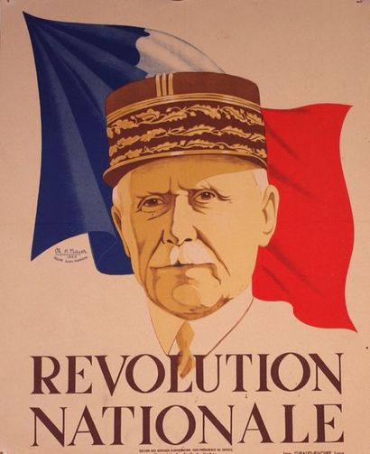 null Affichette «Général Pétain» illust par ch. H. Noyer datée 1940.
«Révolution...