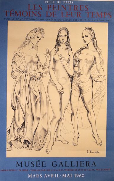 null Affiche «Foujita» Musée Galliera. 1960. 75x50 cm