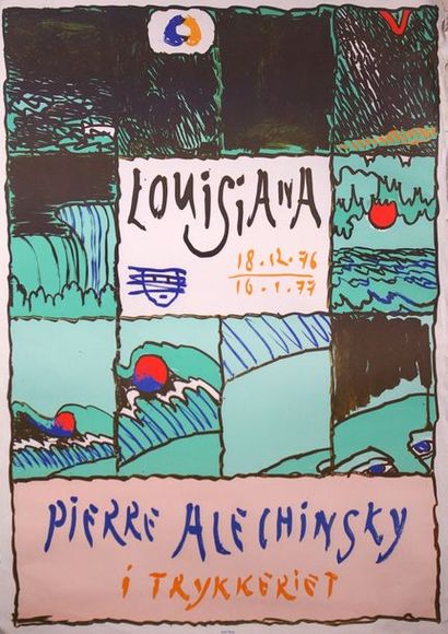 null Deux affiches. «I Trykkeriet» par Pierre Alechinsky. Reproduction de «Louisiana»...
