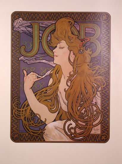 null Deux reproduction sur papier cartonné par Mucha: Cigarettes «Job»
67 x 84 cm...