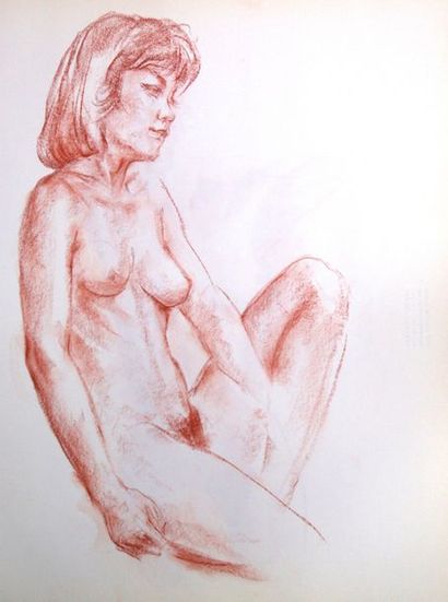 Gaston COPPENS (1909 -2002) Nus Féminins. Carnet (38x 46cm) de 20 dessins au crayon...