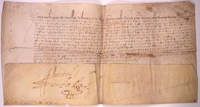 null BOURGOGNE. 1585. Parchemin signée, au nom du Roy, à l'Entête d'HENRY III Roy...