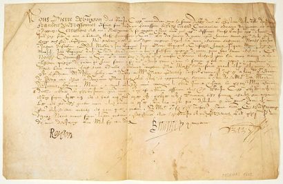 null (LANGUEDOC. HÉRAULT. LA GARDE DU CHATEAU DE PÉZENAS EN 1602.) Parchemin (23...