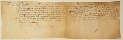 null (1615. RÉCEPTION À BORDEAUX POUR LE MARIAGE DU ROI LOUIS XIII.) Parchemin (14...