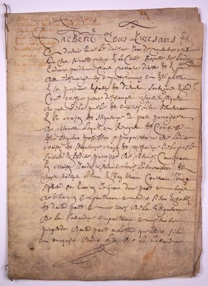 null VIENNE. BEUXES 1669. Seigneurie du PAS. Cahier de parchemin 11 pages (28 x 20).
Devant...