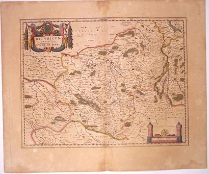 null Carte XVIIe s.: «Bituricum vulgo Duché de BERRY» (Bourges) par W. Blaeu. (50...