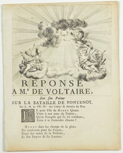 null (BATAILLE DE FONTENOY le 11 Mai 1745.) «RÉPONSE à Mr de VOLTAIRE, sur son poème...