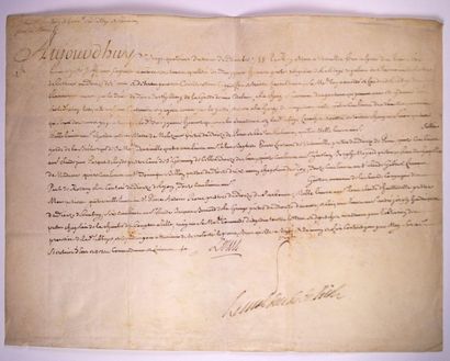 null (PAS-DE-CALAIS. Maréchal Duc de BELLEISLE.) - Pièce signée du Roi LOUIS XV (Secrétaire)...
