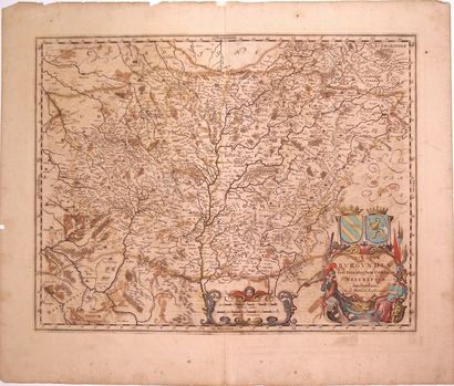 null Carte XVIIe s.: BOURGOGNE. Burgondie. «Utriusque Burgundiæ, tum Ducatus tum...