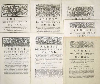 null LOTERIE ROYALE. 8 Imprimés:
Du 30 Juin 1776; «Arrêt du Conseil d'Etat du Roi,...