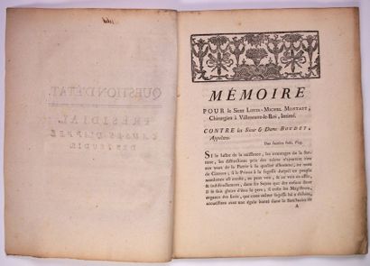 null VAL-DE-MARNE. 1777. «Mémoire de Procès «pour le sieur Louis Michel MONTAUT Chirurgien...