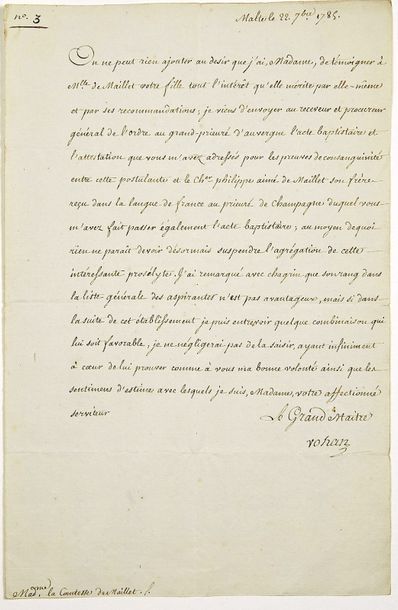 null (ORDRE DE MALTE). Emmanuel de ROHAN-POLDUC (1725-1797) Chevalier de Malte, 70ème...