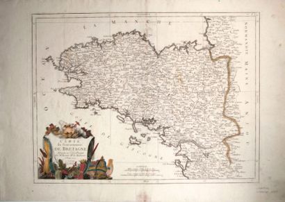 null Carte de BRETAGNE. 1777. De SANTINI à Venise. «Carte du Gouvernement de BRETAGNE...