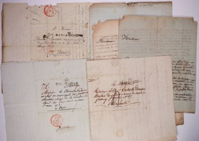 null CANAL DU MIDI OU DES DEUX MERS. 6 Lettres in-4° de 1788 à 1824. Marques postales.
Lettres...