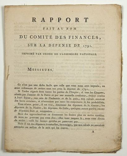null (LES FINANCES DE LA FRANCE en 1791.) «RAPPORT fait au nom du Comité des Finances,...