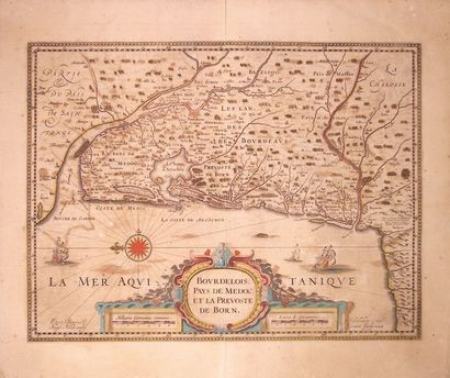 null Carte XVIIe s.: BORDEAUX. LE MÉDOC. «Bourdelois, Pays de Médoc, et la Prevoste...