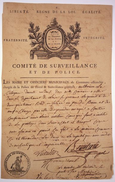 null COMMUNE AFFRANCHIE. P.S. du Maire et des Officiers municipaux de Commune-Affranchie,...