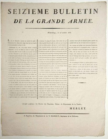 null (VENDÉE. CAMPAGNE D'ALLEMAGNE.) «16ème BULLETIN DE LA GRANDE ARMÉE.» WITTEMBERG...