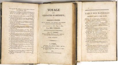 null ÉTATS-UNIS D'AMÉRIQUE. 1822. 2 volumes: «VOYAGE AUX ÉTATS-UNIS D'AMÉRIQUE, ou...