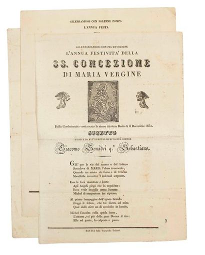 null CORSE. 3 AFFICHES de 1831 à 1851 de l'Imprimerie de Giovanni FABIANI à BASTIA...