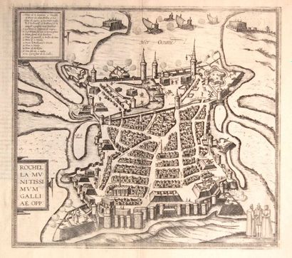 null CHARENTE-MARITIME. Gravure du 1574 de la Ville de LA ROCHELLE et ses remparts....