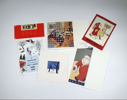 HERGÉ 
Tintin
Ensemble de 5 cartes de voeux signées par Fanny
Très bon état, pliure...